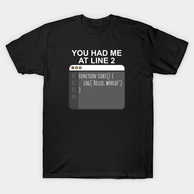 Developer you had me at. Hello world! T-Shirt by maxcode